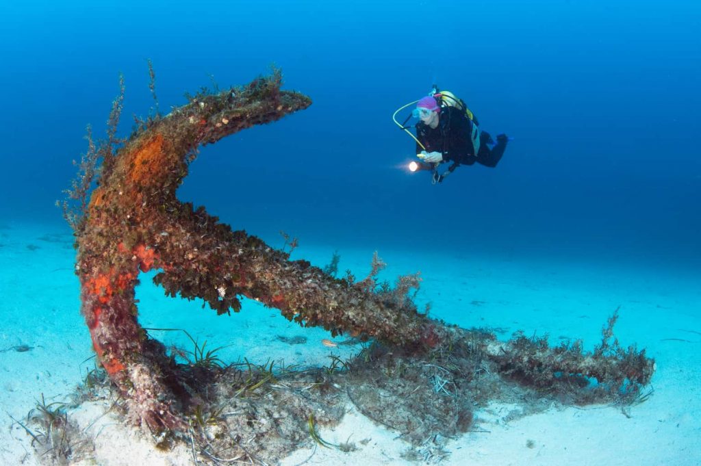 Malta and Gozo Diving holidays Diver and anchor